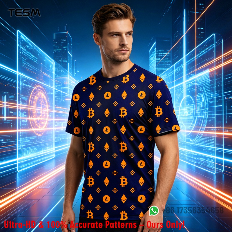 Office Tech Wear - T-shirt da uomo con motivo Crypto,