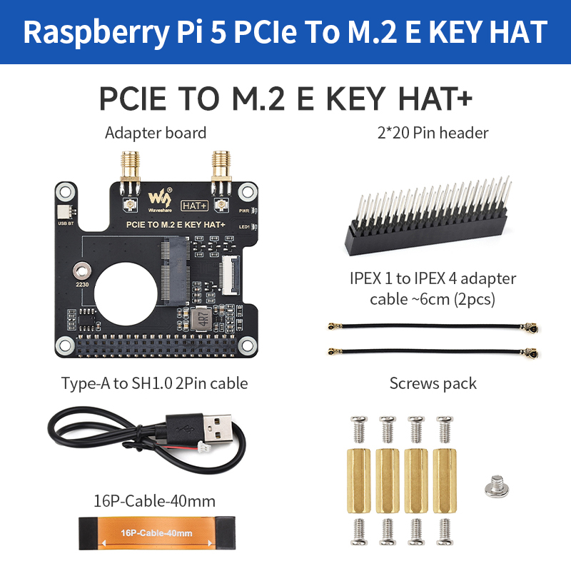 Raspberry Pi Keyboard - PCIe a M.2 E KEY HAT