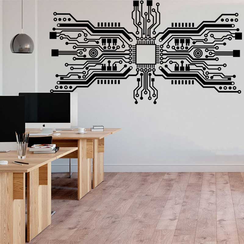 Office Tech Room - Circuito stampato Chip Wall Sticker tecnologia